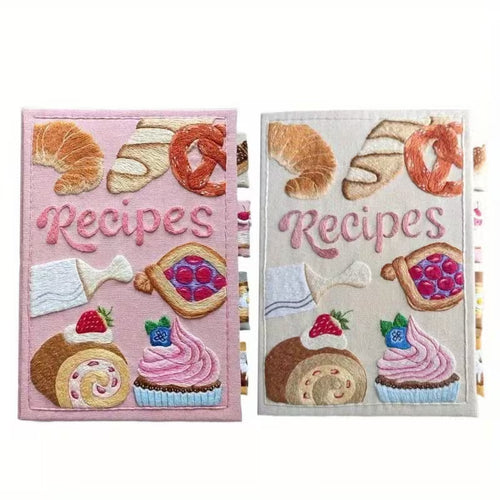 Handcrafted Recipe Journal with Hand-Embroidered Illustrations