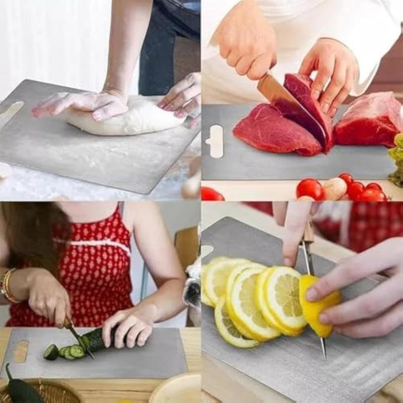 Stainless Steel Cutting Board Durability, Double Sided 304Stainless Non StickChopping Cutting Board for Meat Fruit&Vegetable,Durable Chopping Board, Kitchenware,(Thinand Light Cutting Board 11.02in x15.35in)Lightweight
