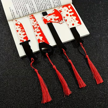 4-Piece Horror Acrylic Bookmarks with Tassels