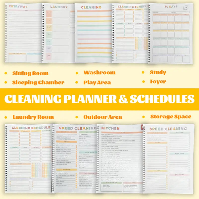 【ADHD Cleaning Planner】 A4 Size Daily Schedule & Checklist Notebook for Home Office & Dorm Use Durable Cover Smooth Pages Office Stationery Essential - Plannerbook
