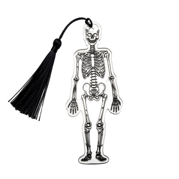 2-Piece 2D Skeleton Bookmarks – Gothic Halloween Book Markers with Tassels