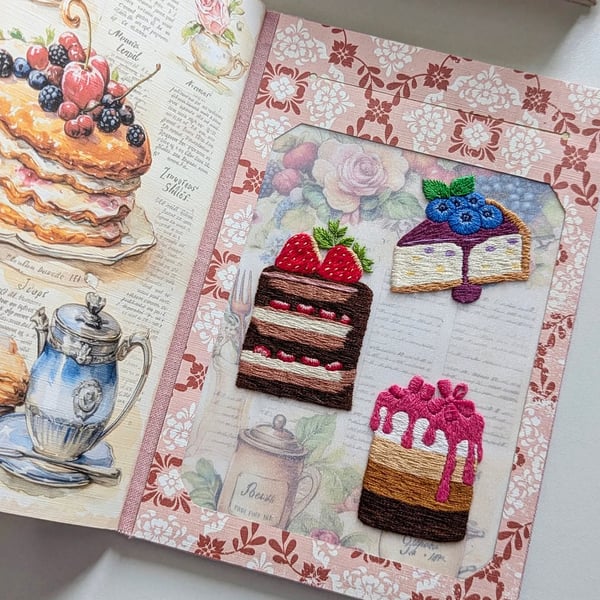 Handcrafted Recipe Journal with Hand-Embroidered Illustrations