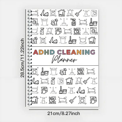 【ADHD Cleaning Planner】 A4 Size Daily Schedule & Checklist Notebook for Home Office & Dorm Use Durable Cover Smooth Pages Office Stationery Essential - Plannerbook