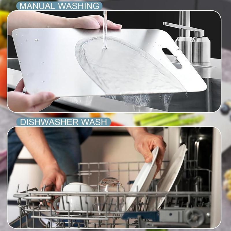 Stainless Steel Cutting Board Durability, Double Sided 304Stainless Non StickChopping Cutting Board for Meat Fruit&Vegetable,Durable Chopping Board, Kitchenware,(Thinand Light Cutting Board 11.02in x15.35in)Lightweight