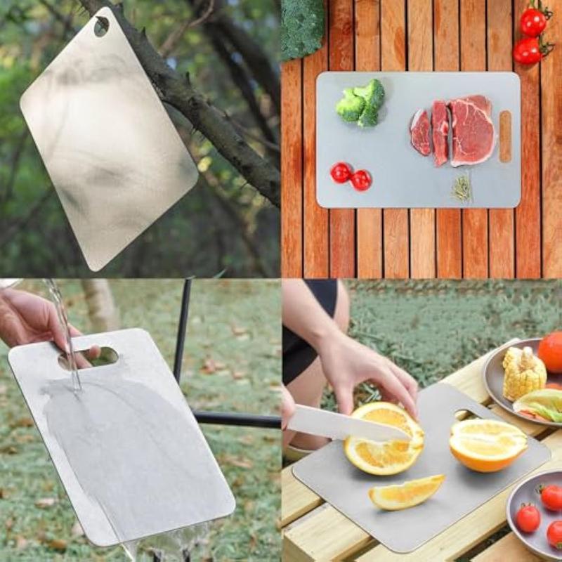 Stainless Steel Cutting Board Durability, Double Sided 304Stainless Non StickChopping Cutting Board for Meat Fruit&Vegetable,Durable Chopping Board, Kitchenware,(Thinand Light Cutting Board 11.02in x15.35in)Lightweight