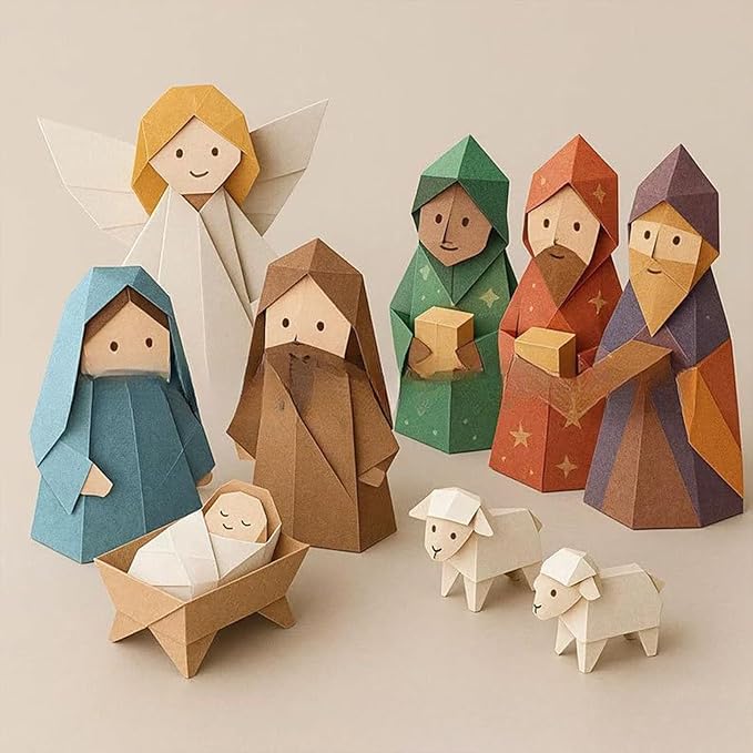 Paper Roses Nativity Tree DIY Paper Nativity Scene – Jesus Birth Story Foldable Paper Craft ...