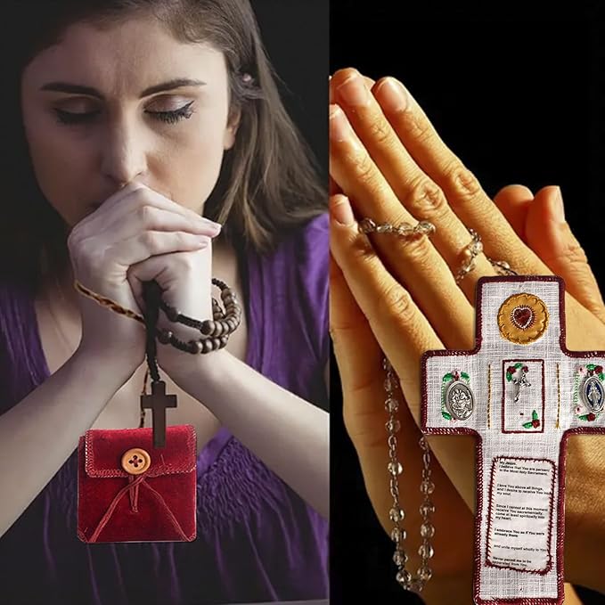 Handmade Catholic Red Pocket Altar for Daily Prayer