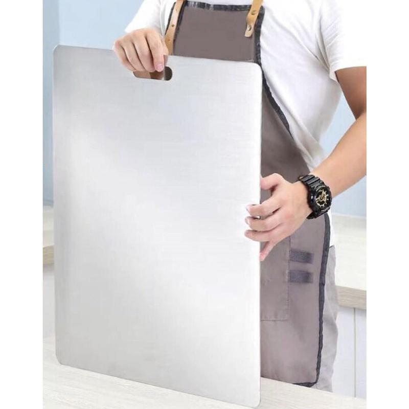 Stainless Steel Cutting Board Durability, Double Sided 304Stainless Non StickChopping Cutting Board for Meat Fruit&Vegetable,Durable Chopping Board, Kitchenware,(Thinand Light Cutting Board 11.02in x15.35in)Lightweight