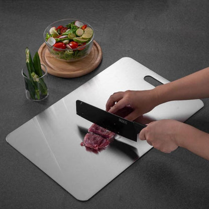 Stainless Steel Cutting Board Durability, Double Sided 304Stainless Non StickChopping Cutting Board for Meat Fruit&Vegetable,Durable Chopping Board, Kitchenware,(Thinand Light Cutting Board 11.02in x15.35in)Lightweight