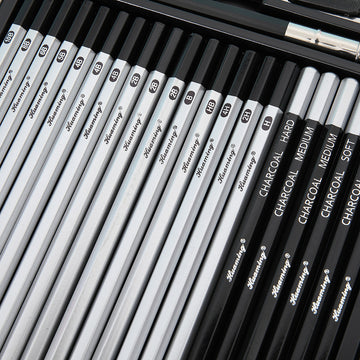 29-Piece Drawing & Charcoal Pencil Set with Metal Case