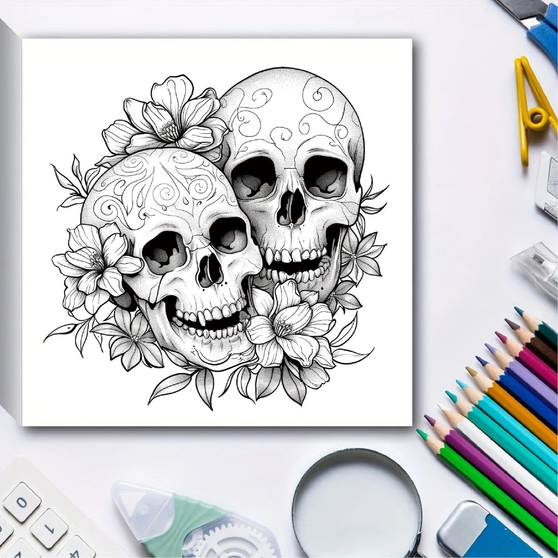 Sugar Skull Coloring Book – 24-Page Gothic Floral Designs