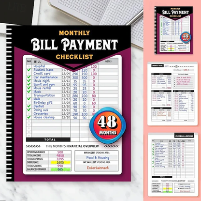 Monthly Bill Payment Checklist,The 4 Year For Families & 960 Billing Records