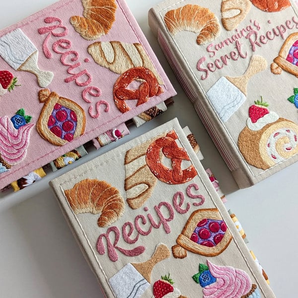 Handcrafted Recipe Journal with Hand-Embroidered Illustrations