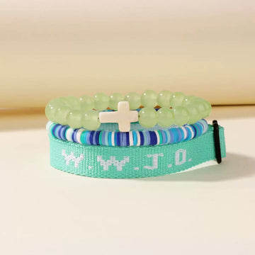 Woven Bracelet & Crystal Bracelet Set
