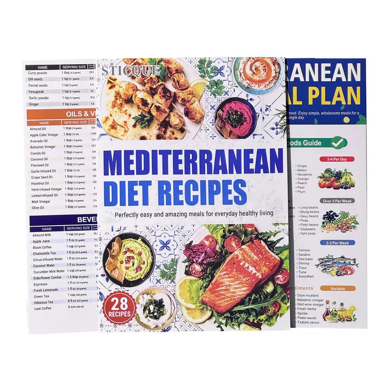 3 Count Mediterranean Diet Food List Cookbook for Healthy Living