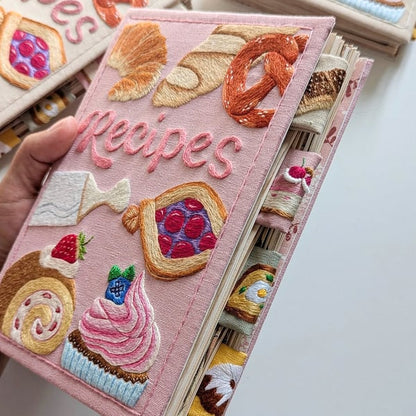 Handcrafted Recipe Journal with Hand-Embroidered Illustrations